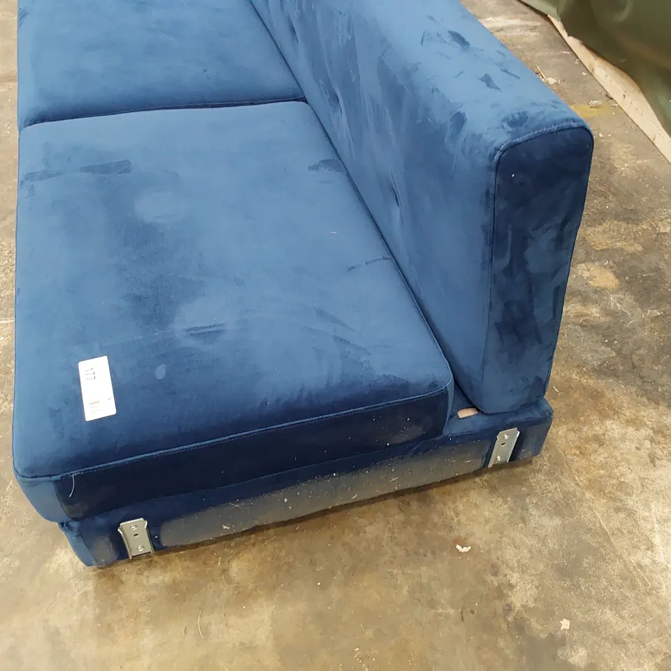 DESIGNER CLICK CLACK SOFA BED BLUE PLUSH FABRIC 