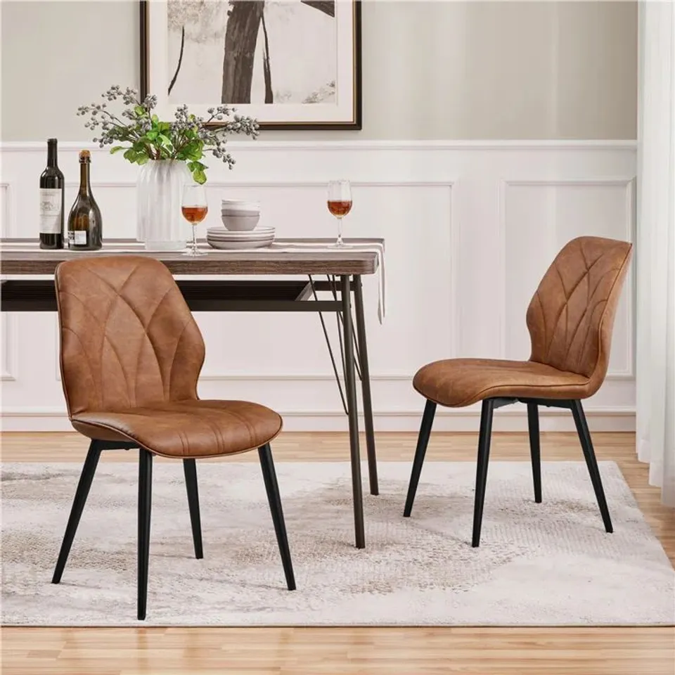 BOXED SET OF 2  FELDSPAR UPHOLSTERED DINING CHAIRS - RETRO BROWN (1 BOX)