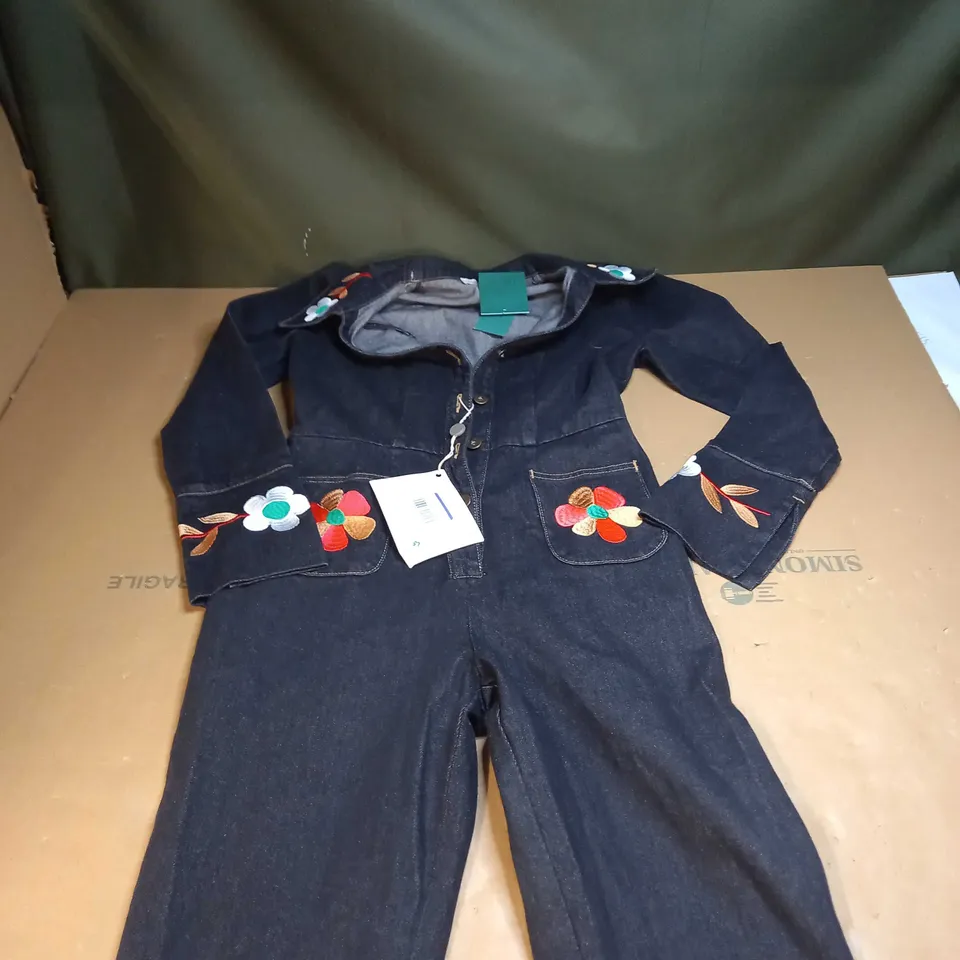 RIXO LONDON FLOWER PATTERN ALL IN ONE DENIM SUIT SIZE UNSPECIFIED