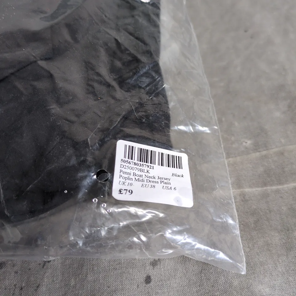 NOBODYS CHILD PENNI BOAT NECK JERSEY POPLIN MIDI DRESS PLAIN UK 10