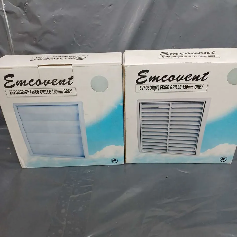 12 X BOXED EMCOVENT EVFG6GR 6" GRILLES IN GREY