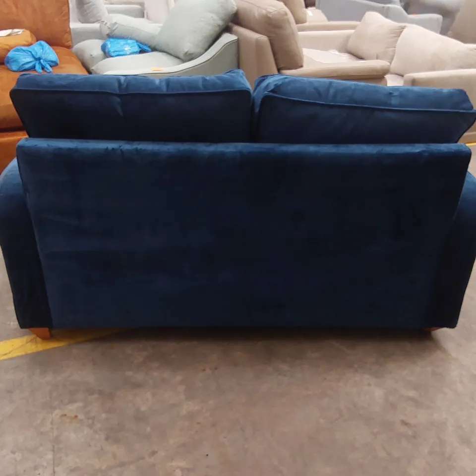 QUALITY DESIGNER BLUE VELVET SOFA BED