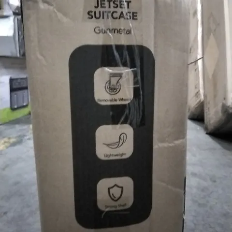 BOXED 40CM JET-SET SUITCASE GUN METAL