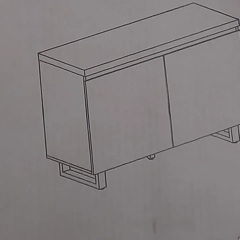 BOXED DESIGNER SYDNEY SMALL SIDEBOARD IN HIGH GLOSS WHITE WITH 2 DOORS - 111X42X74CM