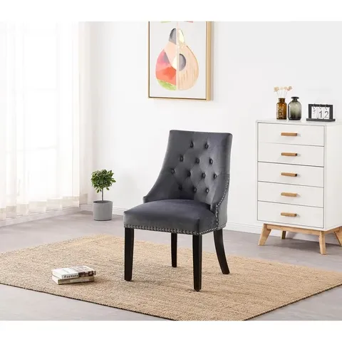 BOXED SCOTT DARK GREY UPHOLSTERED DINING CHAIRS SET OF 4 (4 BOXES)