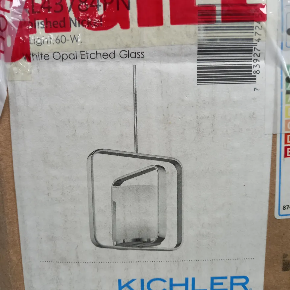 BOXED KICHLER LIGHTING CITY LOFT 1 LIGHT LARGE PENDANT POLISH NICKEL