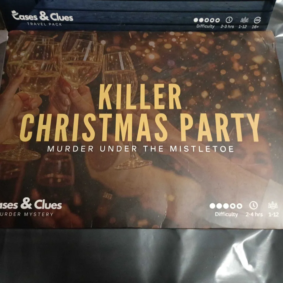 LOT OF 4 CASES & CLUES MURDER MYSTERY TRAVEL PACK SETS: KILLER CHRISTMAS PARTY, KILLING IN COLD BLOOD, DIAMONDS & DEATH, KILLING ME SOFTLY