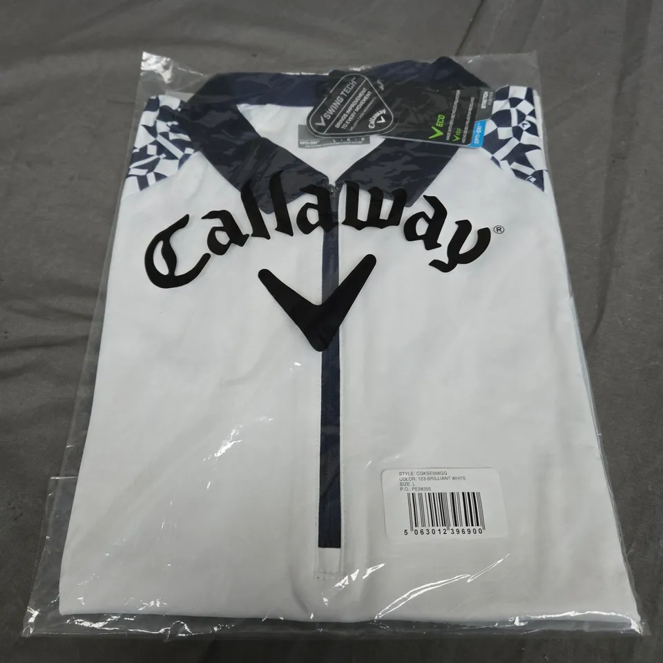 SEALED CALLAWAY TWO TONE GEO 1/2 SLEEVE ZIP - LARGE