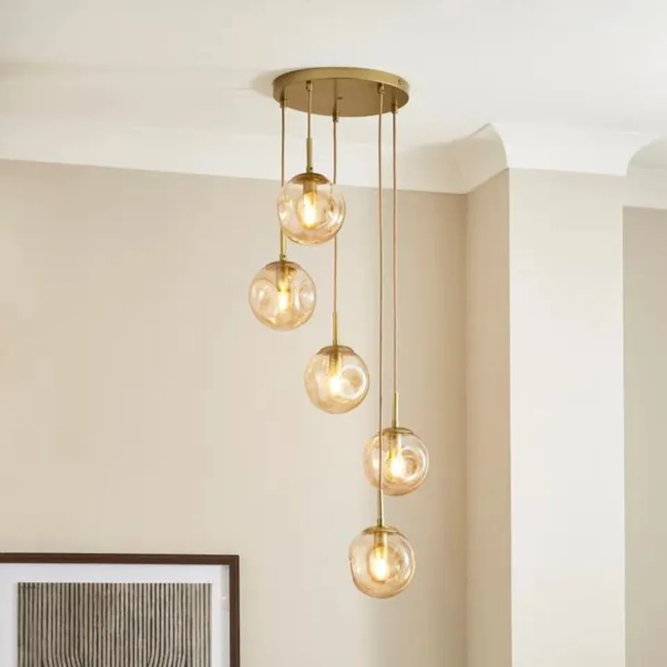 BOXED ALEXIS 5 LIGHT CLUSTER CEILING LIGHT - GOLD