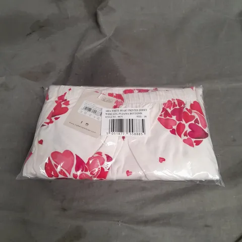 BAGGED CYBERJAMMIES ARIA JERSEY WIDE LEG PYJAMA BOTTOMS IN WHITE HEART SIZE 18