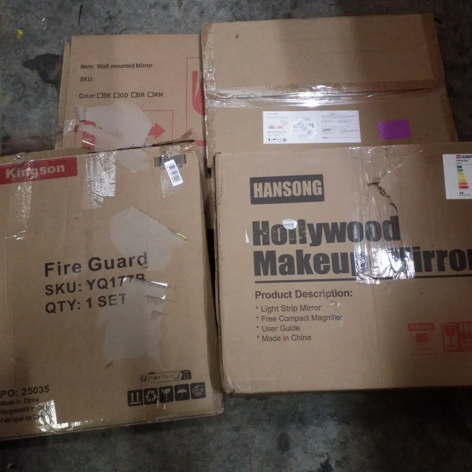 PALLET CONTAINING ASSORTED PRODUCTS INCLUDING HOLLYWOOD MAKEUP MIRROR, FIRE GUARD, WALL MOUNTED MIRROR & PICTURE FRAME SET