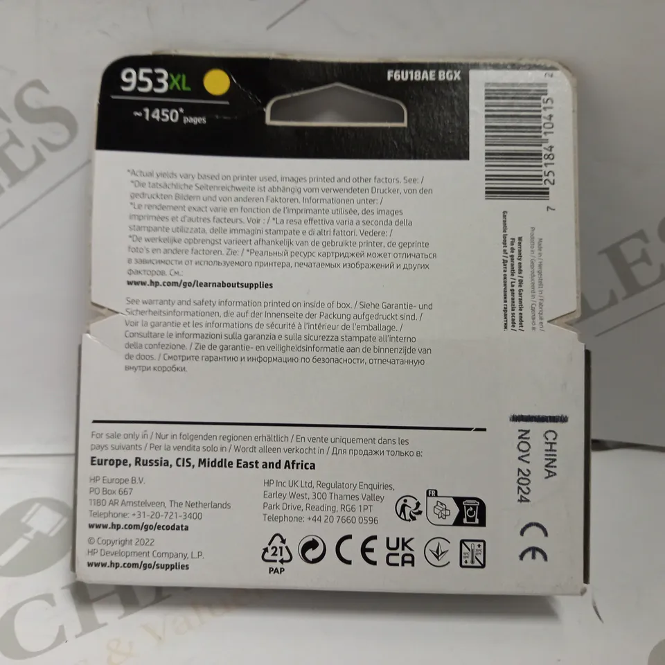 HP 953XL ORIGINAL INKJET CARTRIDGE HIGH YIELD YELLOW