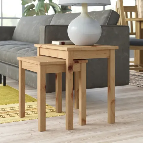 BOXED ABBIE 2 PIECE NEST OF TABLES NATURAL WAX (1 BOX)