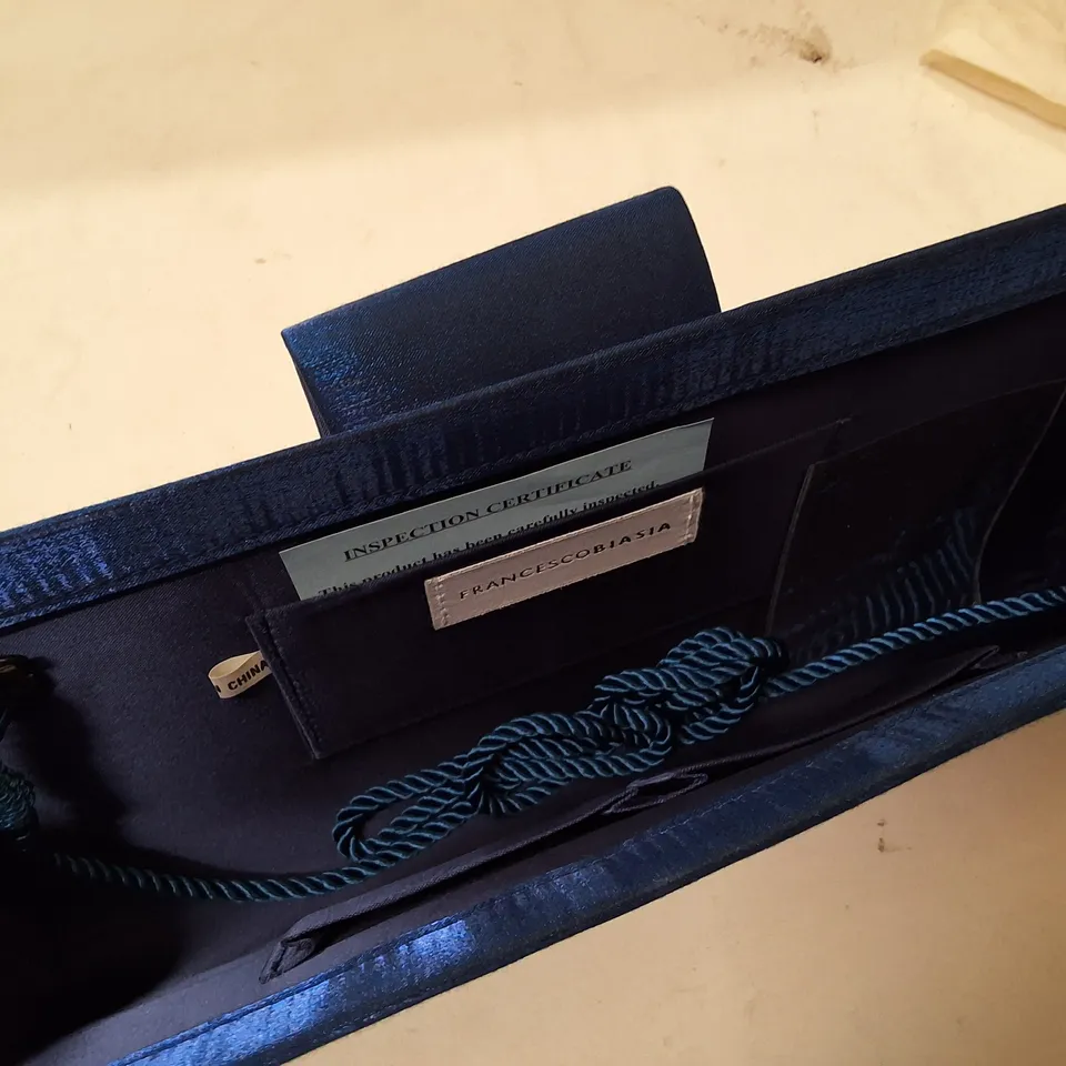 FRANCESCO BIASIA BLUE SATIN CLUTCH BAG