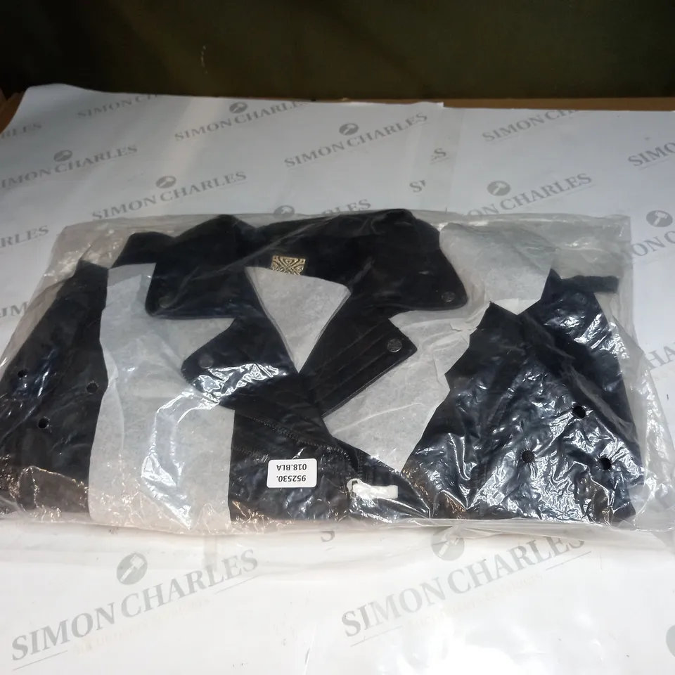 BIBA LEATHER BIKER JACKET IN BLACK - SIZE 12