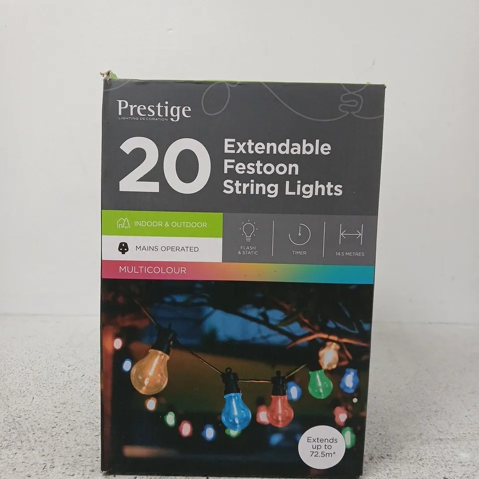 PRESTIGE EXTENDABLE FESTOON STRING LIGHTS – 20 LIGHTS