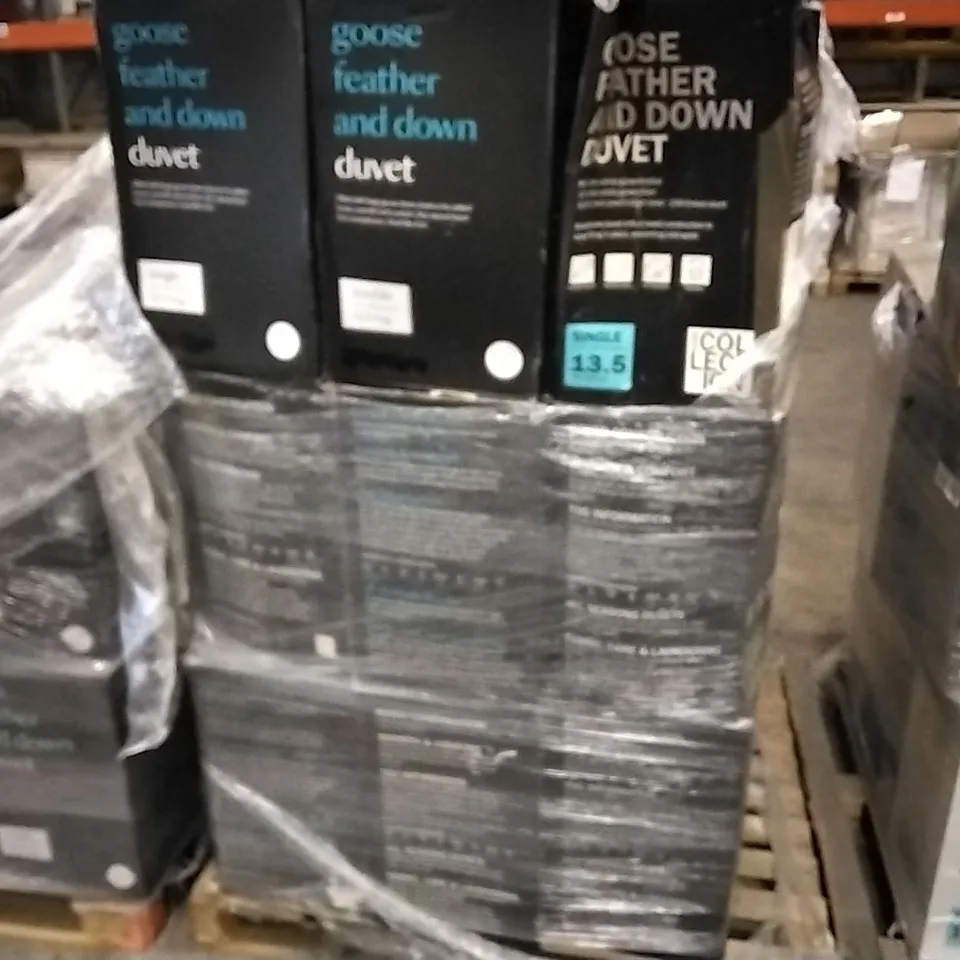 PALLET OF APPROXIMATELY  27 BOXED GOOSE FEATHER DOWN DUVETS 