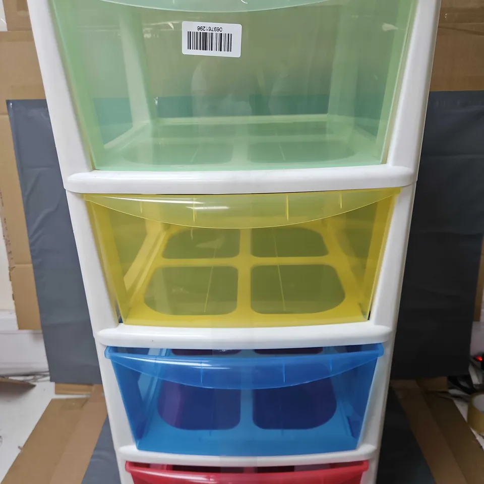 4-TIER DRAWER TOWER IN MULTICOLOUR - COLLECTION ONLY