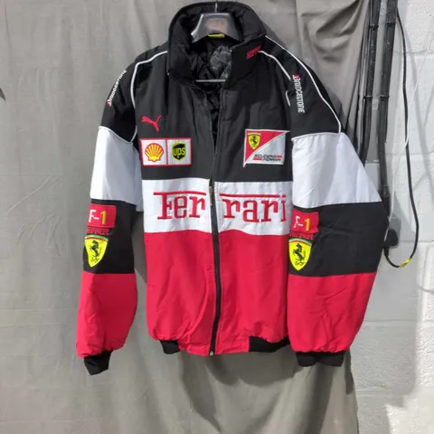 FERRARI SCUDERIA MOTORSPORT JACKET – RED, BLACK & WHITE WITH SHELL/UPS/PUMA BRANDING - SIZE XXL