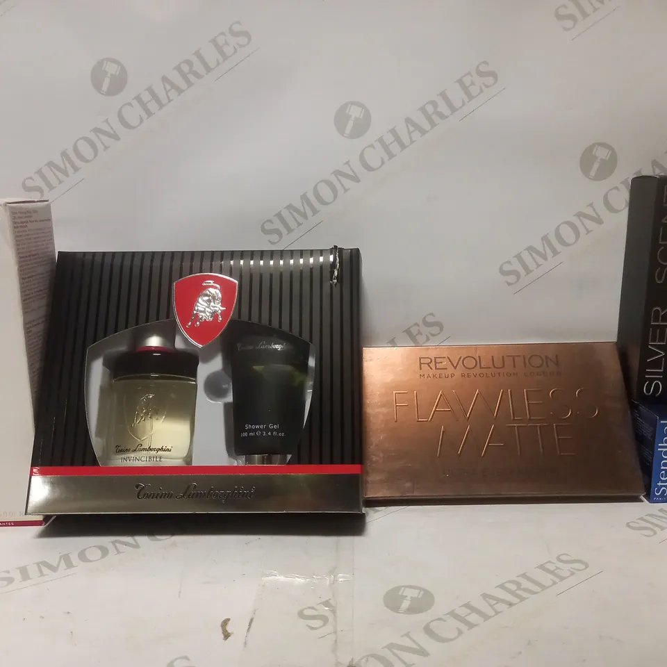 BOX OF APPROX 20 ASSORTED HEALTH & BEAUTY ITEMS TO INCLUDE - CLARINS EXTRA FIRMING BODY LOTION - CONINO LAMBORGHINI INVINCIBLE - REVOLUTION MAKEUP FLAWLESS MATTE EYESHADOW ECT 
