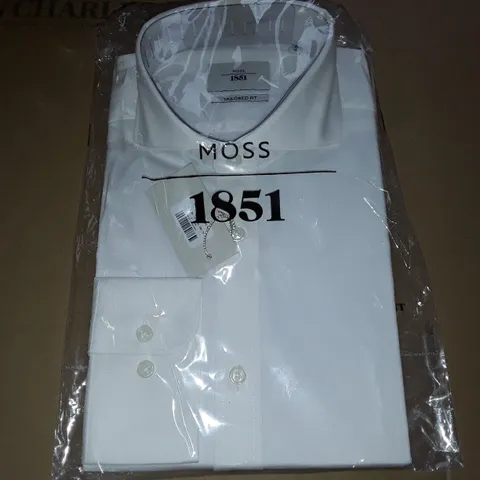BAGGED MOSS 1851 TAILORED FIT WHITE SHIRT - SIZE 16