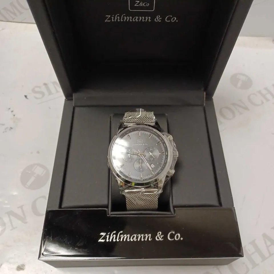 ZIHLMANN & CO TACHYMETER CHRONOGRAPH TRIPLE DIAL MESH STRAP WRISTWATCH