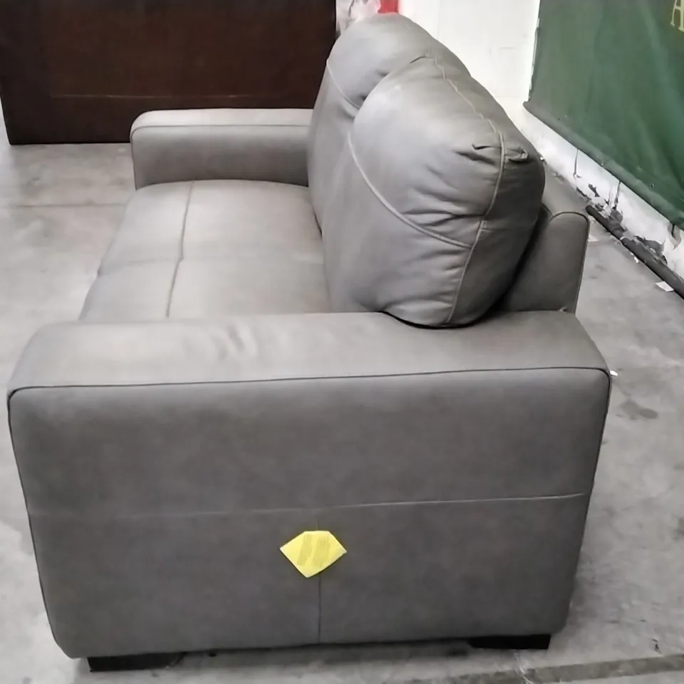 .QUALITY BRITISH DESIGNER 2 SEATER SOFA - BROWN/GREY LEATHER