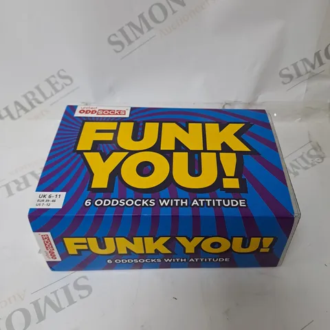 UNITED ODDSOCKS FUNK YOU BOX OF 6 ODD SOCKS FOR MEN - UK 6-11