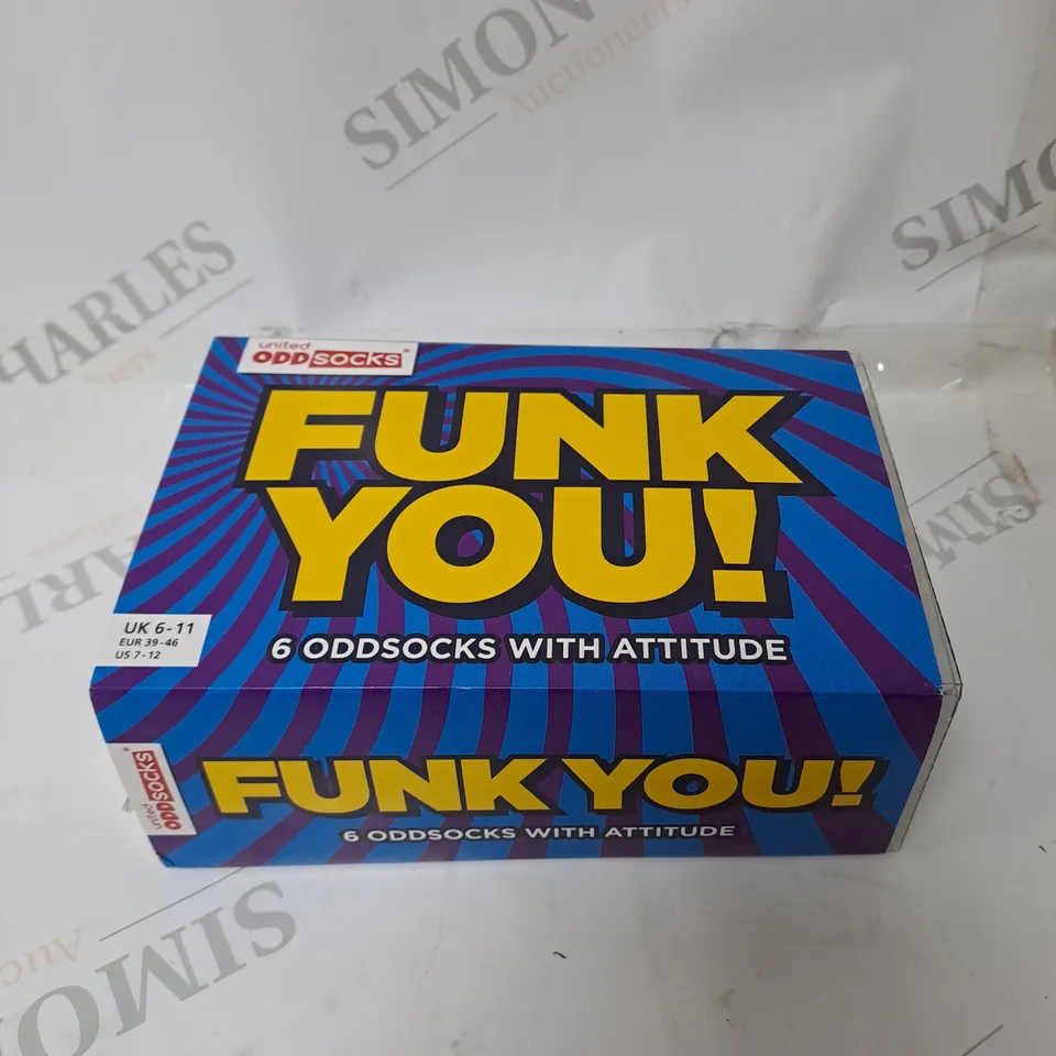 UNITED ODDSOCKS FUNK YOU BOX OF 6 ODD SOCKS FOR MEN - UK 6-11