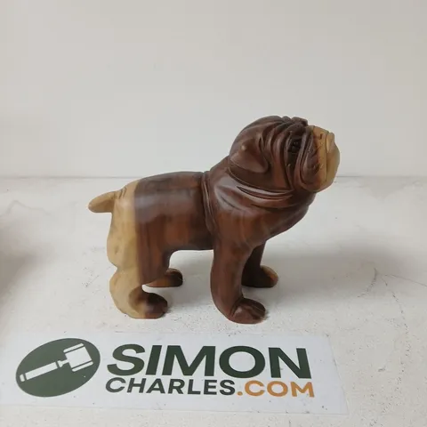 WOODEN BULLDOG FIGURINE