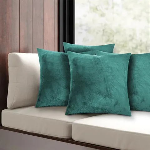 APEX CRUSHED VELVET CUSHION COVERS // 45 X 45CM // GREEN // PACK OF TWO (1 ITEM)