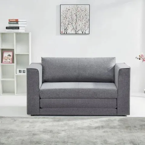 BOXED LUNA FABRIC GREY COMPACT DOUBLE SOFA BED (1 BOX)