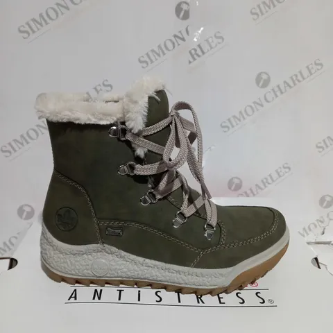 BOXED RIEKER ANTISTRESS WARM HIKING BOOTS, KHAKI - SIZE 4