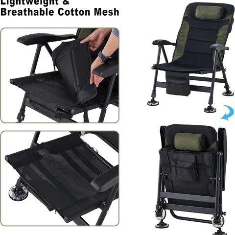 BOXED BLACK AND GREEN OUTDOOR LOUNGER/CHAIR