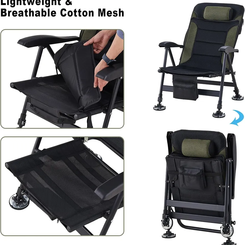 BOXED BLACK AND GREEN OUTDOOR LOUNGER/CHAIR