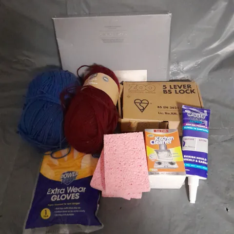 APPROXIMATELY 10 HOUSEHOLD ITEMS TO INCLUDE YARN, PILLOWCASE, MOULD MAGIC, ETC