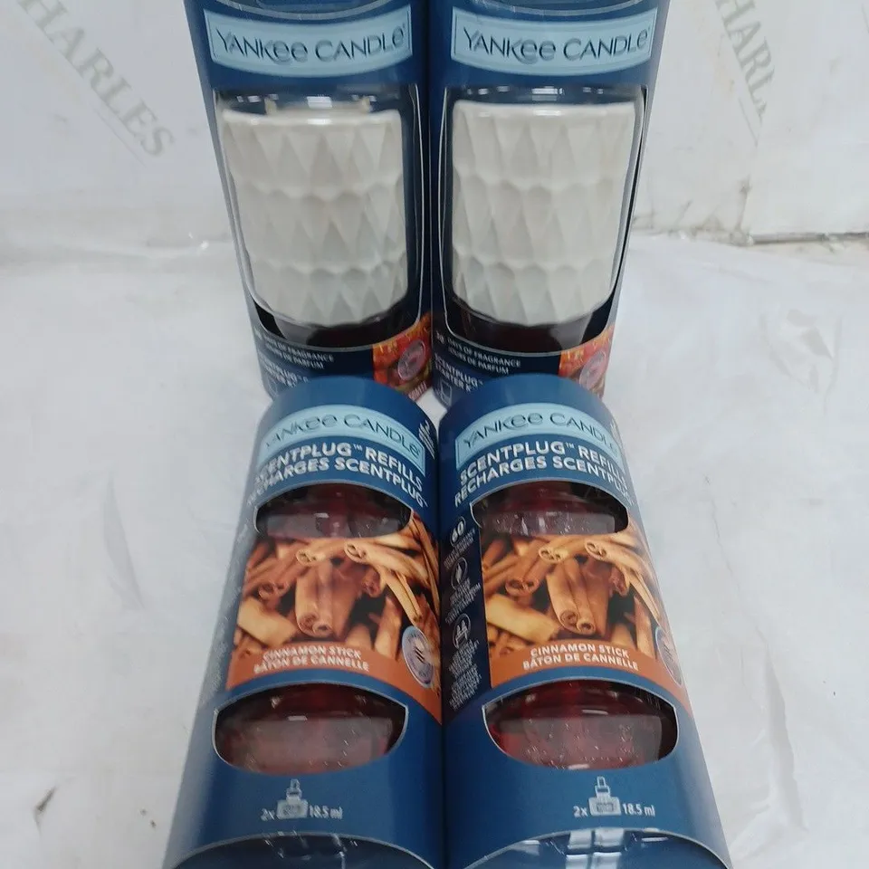 LOT OF 2 YANKEE CANDLE SCENTPLUG STARTER KIT WITH 2 REFILLS CINNAMON STICK SCENT