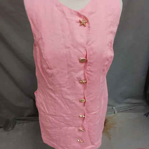 MINT VELVET LINEN SCALLOP MINI DRESS IN PINK SIZE 10