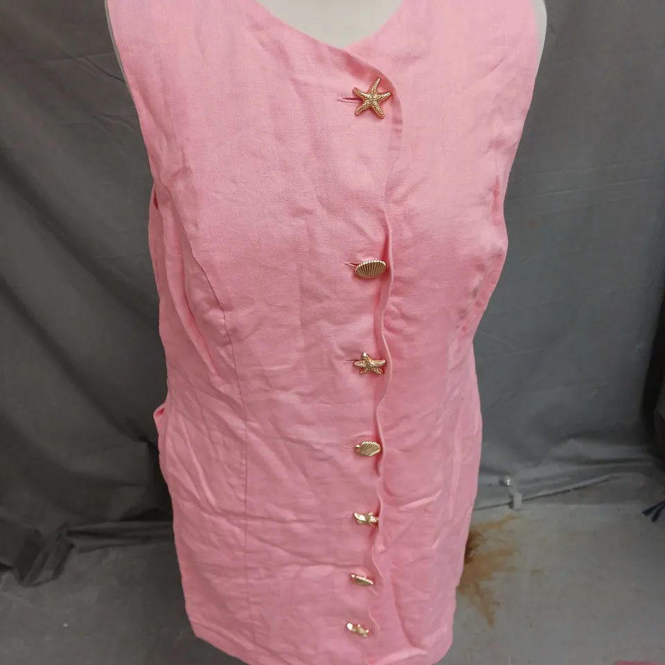 MINT VELVET LINEN SCALLOP MINI DRESS IN PINK SIZE 10