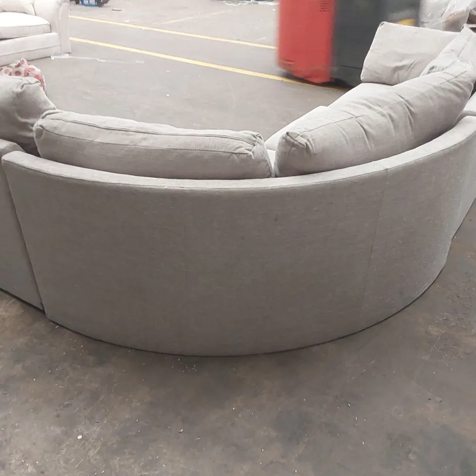 QUALITY DESIGNER LIGHT GREY FABRIC UPHOLSTERED LH CORNER SOFA 
