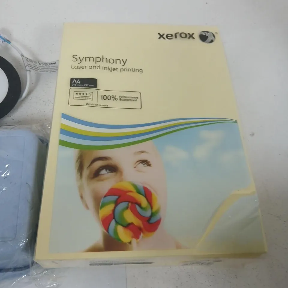 ASSORTED HOUSEHOLD PRODUCTS TO INCLUDE; XEROX SYMPHONY A4 LASER & INKJET PRINTING PAPER – BOXED (1000 SHEETS) WITH ASSORTED OFFICE SUPPLIES