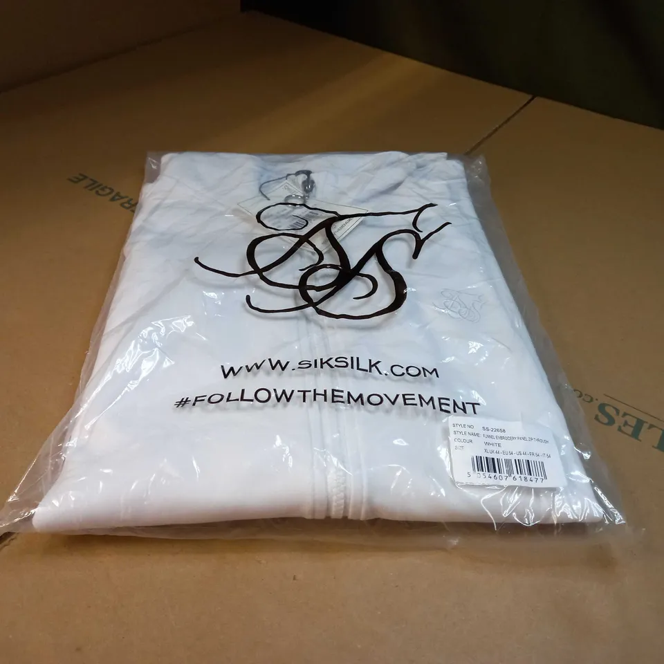 PACKAGED SILKSILK WHITE/LOGO ZIP THROUGH JACKET - XL