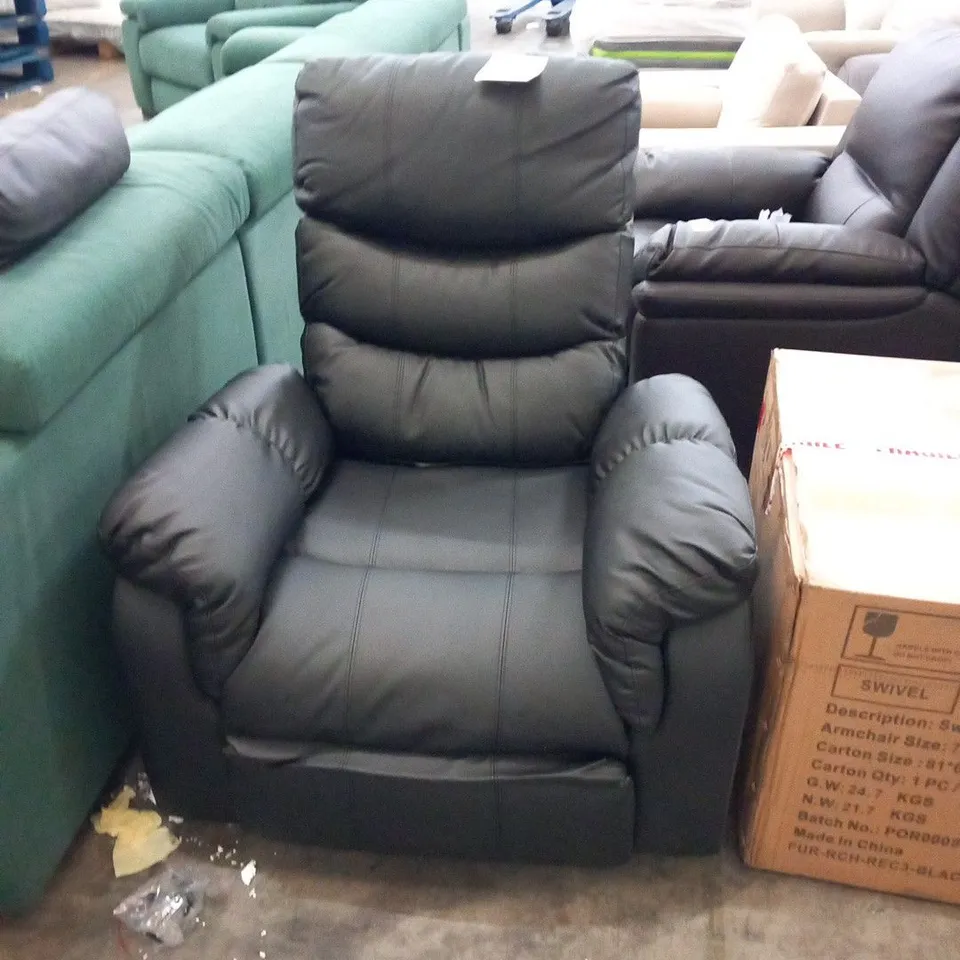 DESIGNER BLACK FAUX LEATHER RECLINING ARMCHAIR