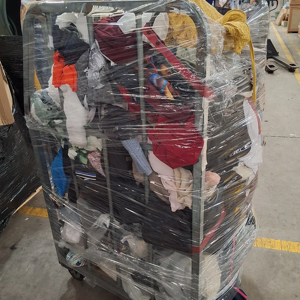 CAGE CONTAINING ASSORTED CLOTHES