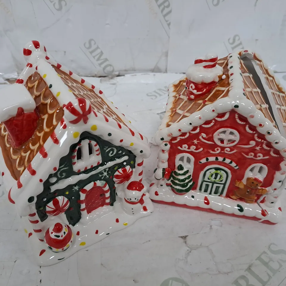 MR. CHRISTMAS SET OF 2, 4" BATTERY-OPERATED NOSTALGIC GINGERBREAD HOUSE