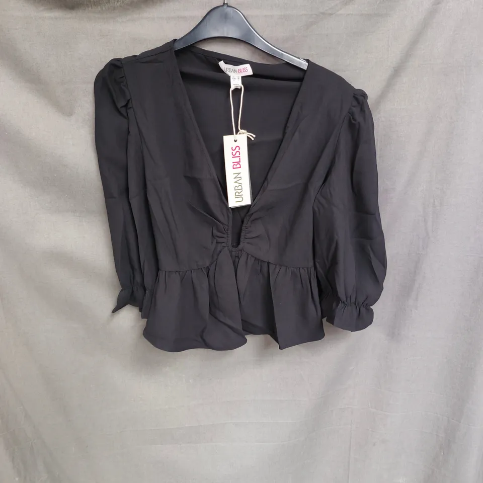 BOX OF APPROXIMATELY 25 URBAN BLISS WOMEN'S BLACK BLOUSON TOP - SIZE 16 