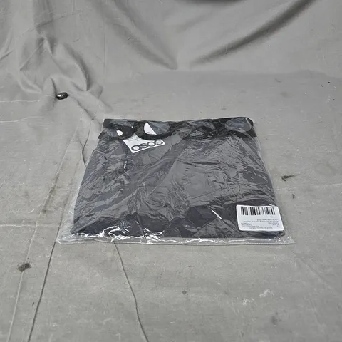 ASOS DESIGN LONG SLEEVE OFF-SHOULDER CORSET WAIST TEE, BLACK, XS