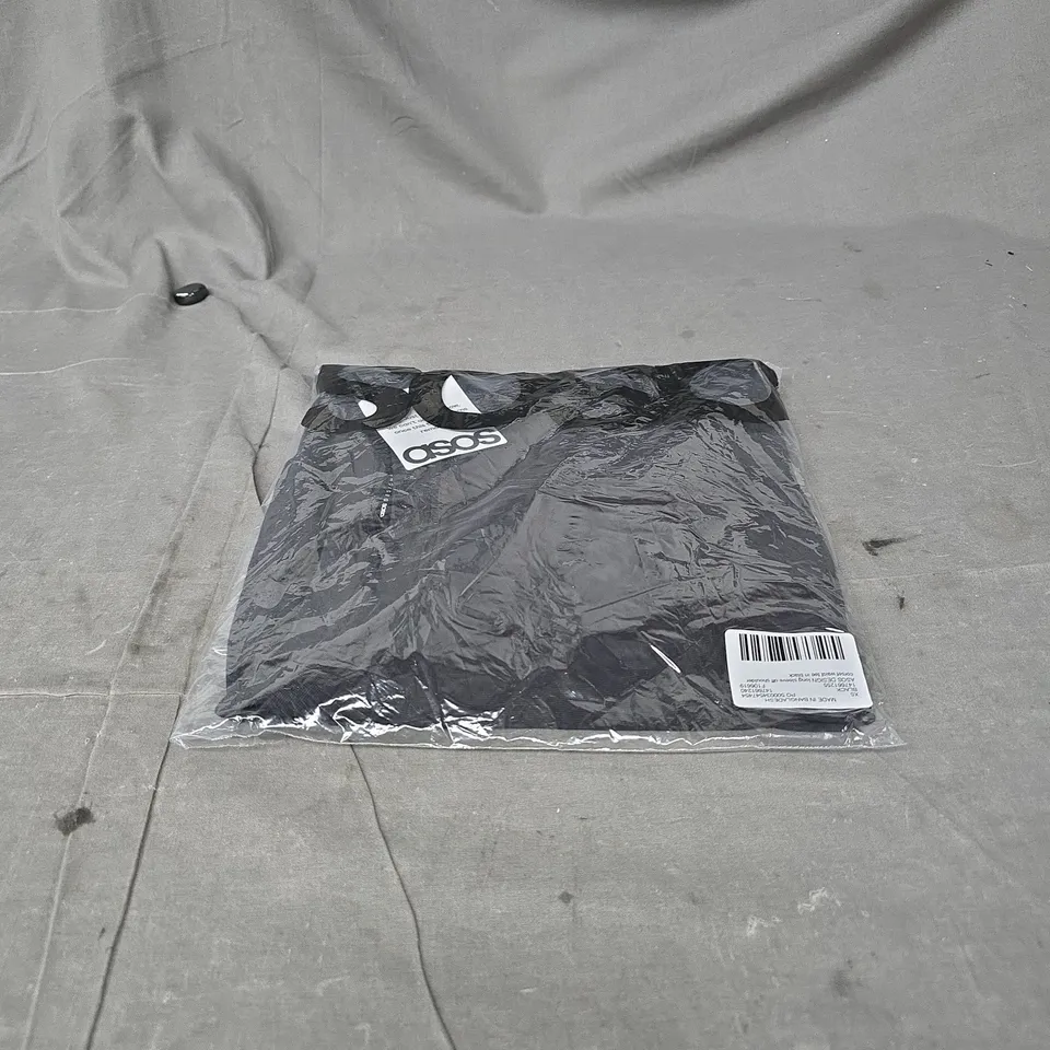 ASOS DESIGN LONG SLEEVE OFF-SHOULDER CORSET WAIST TEE, BLACK, XS