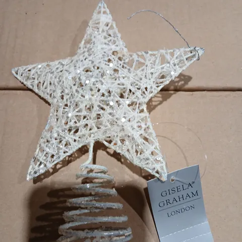 TWELVE GISELA GRAHAM LONDON WIRE STAR ORNAMENT – WHITE LATTICE STAR 
