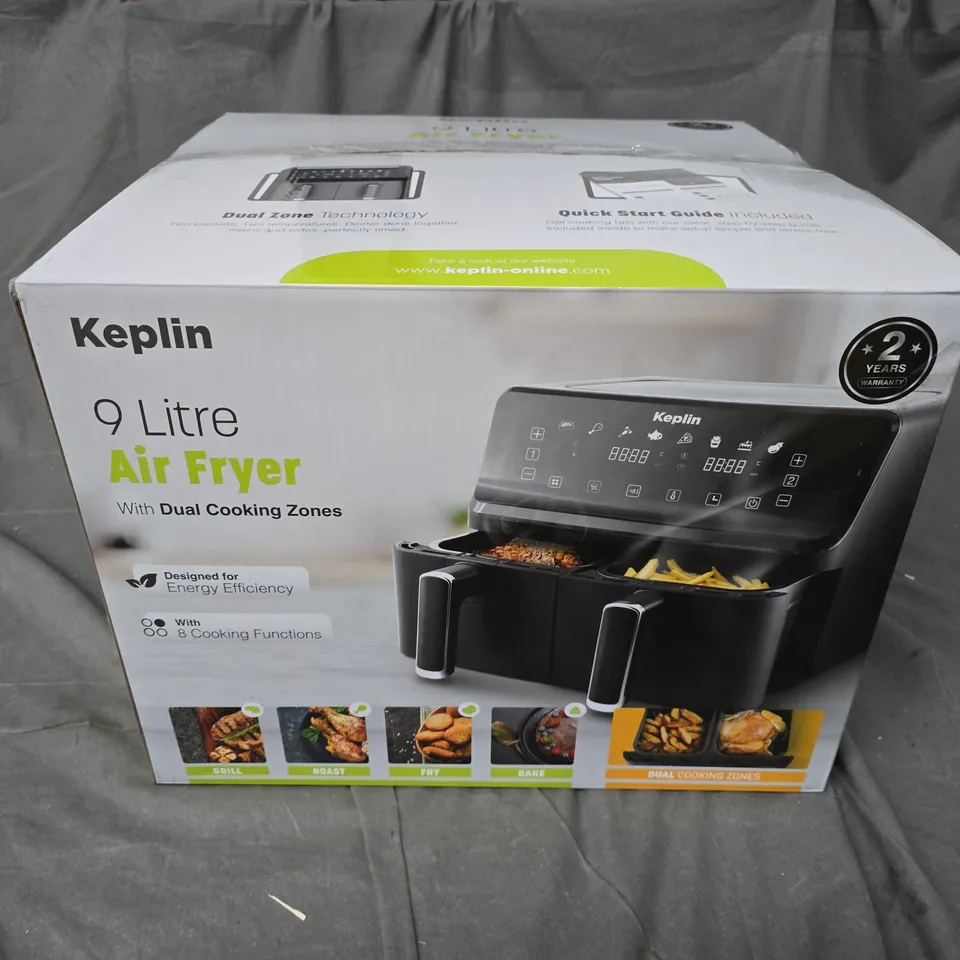 BOXED KEPLIN 9 LITRE AIR FRYER WITH DUAL COOKING ZONES